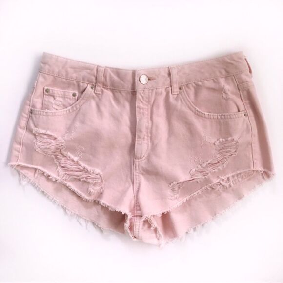 TOPSHOP Moto Kiri Pink Distressed Shorts! Size 30 - Picture 6 of 7